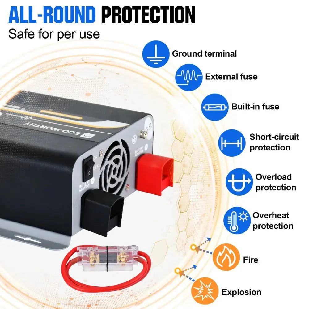 600W Off Grid Pure Sine Wave Inverter 12V to 110V - Image 3