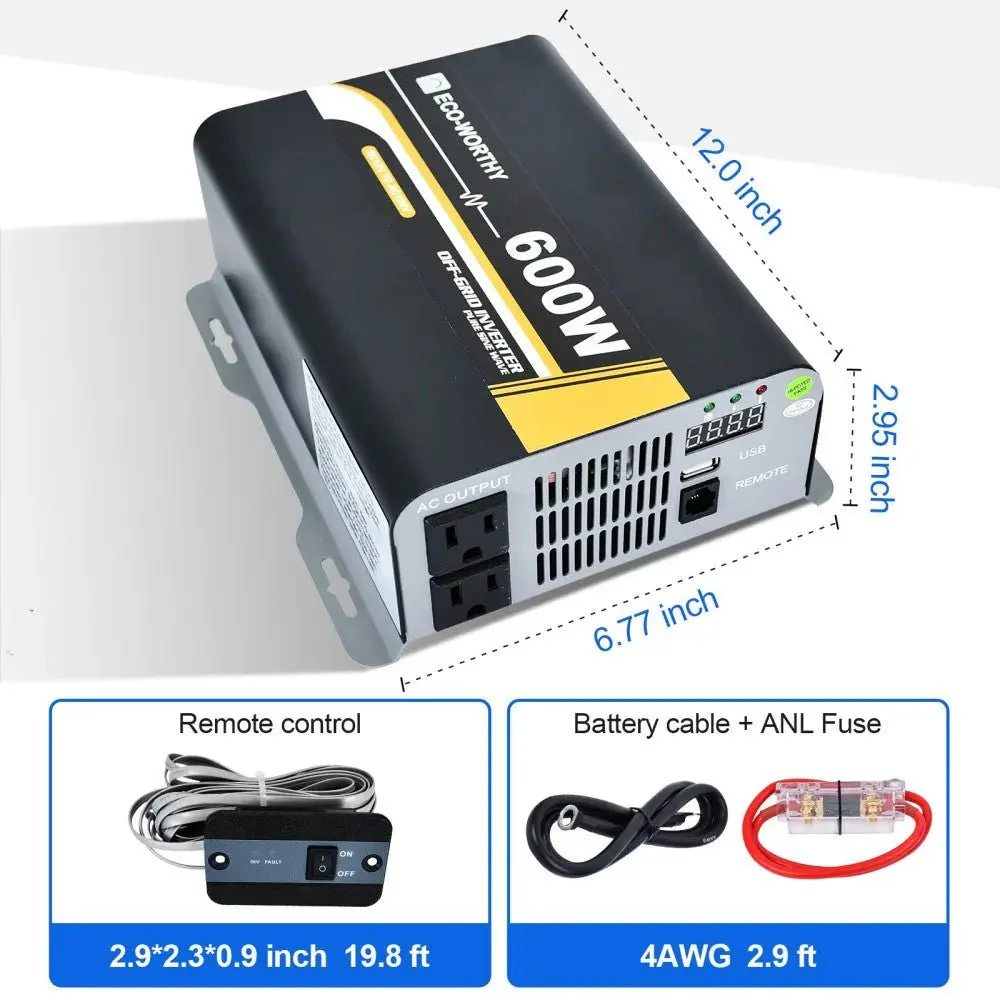 600W Off Grid Pure Sine Wave Inverter 12V to 110V - Image 7