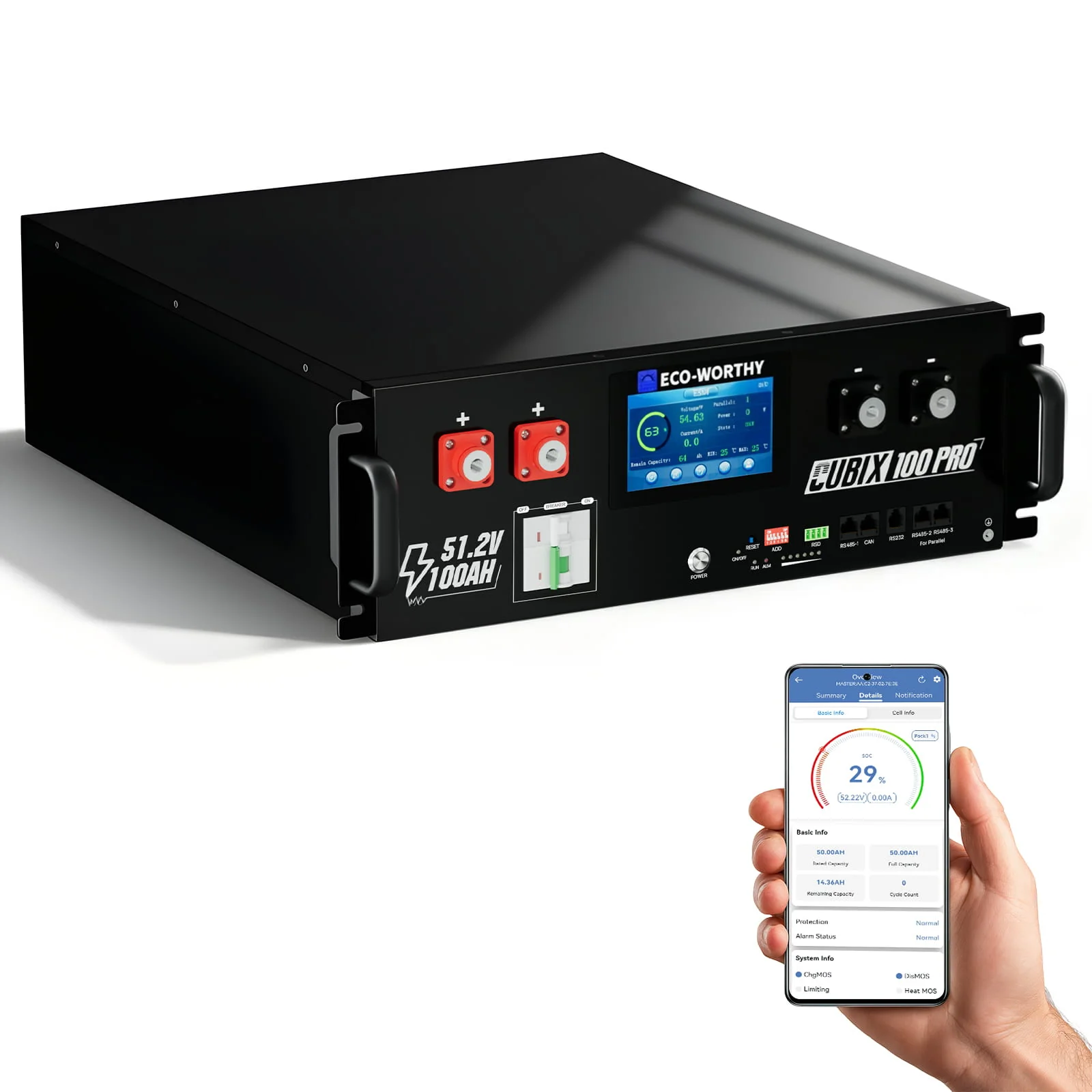 Eco-Worthy Cubix 100 Pro | 51.2V 100Ah Server Rack Battery | -4℉ Charge Available - Image 2