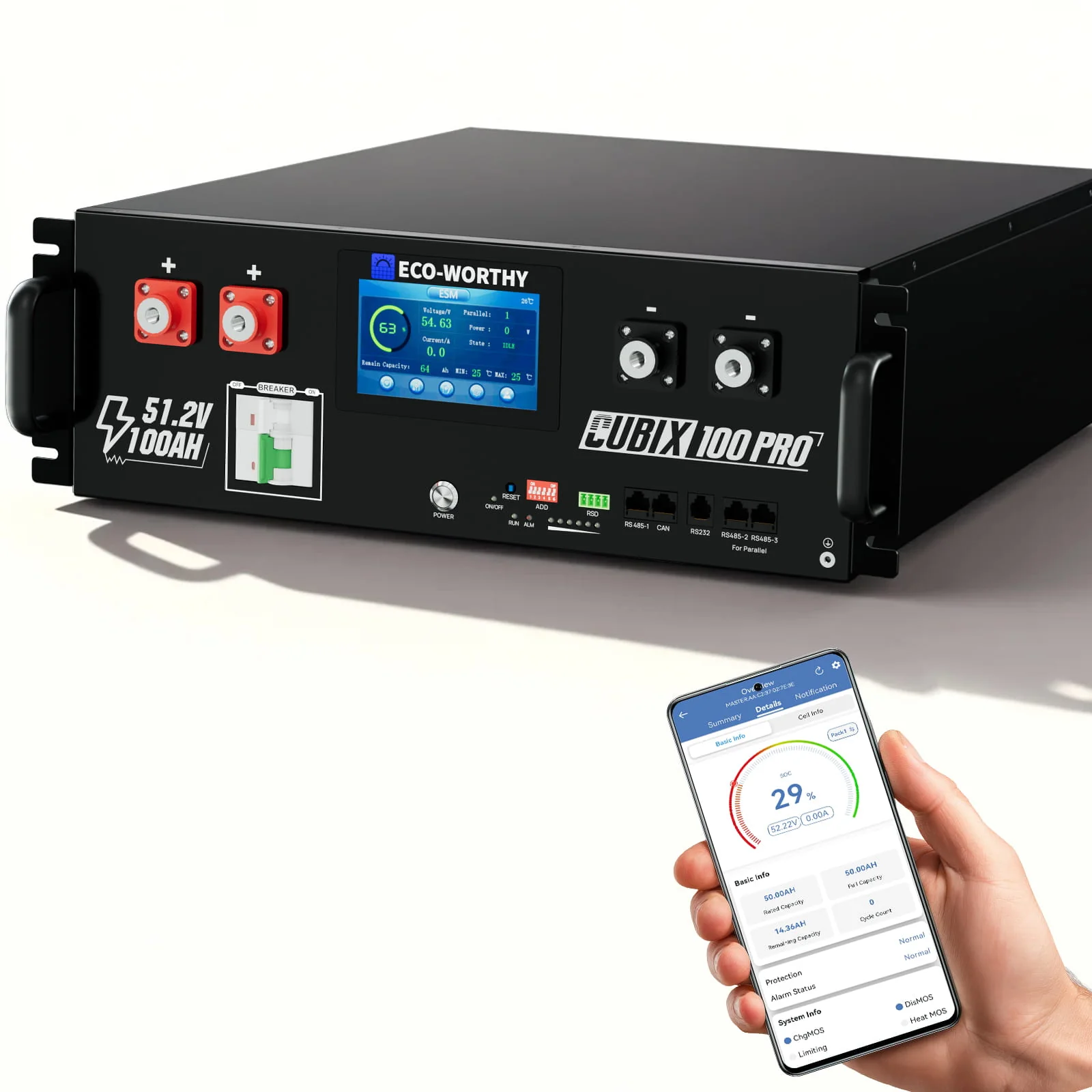 Eco-Worthy Cubix 100 Pro | 51.2V 100Ah Server Rack Battery | -4℉ Charge Available - Image 3