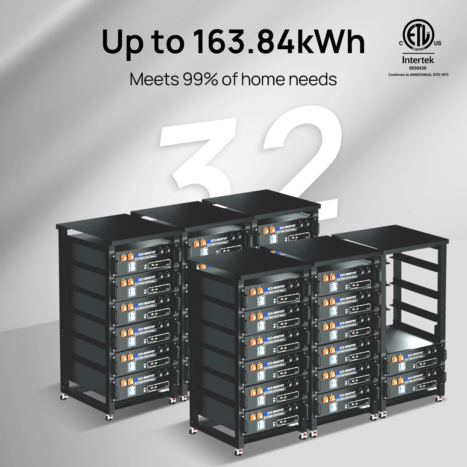 Eco-Worthy 10kW Home Backup Solar Power Bundle | 51.2V 100Ah LiFePO4 Battery and 10000W AIO Inverter - Image 4